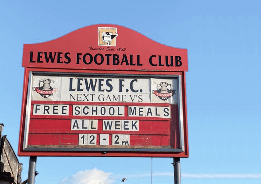 Fixture board outside the Dripping Pan showing
